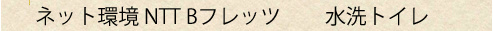 インターネット環境は NTT フレッツ光 Bフレッツの加入済み。清潔な水洗トイレ